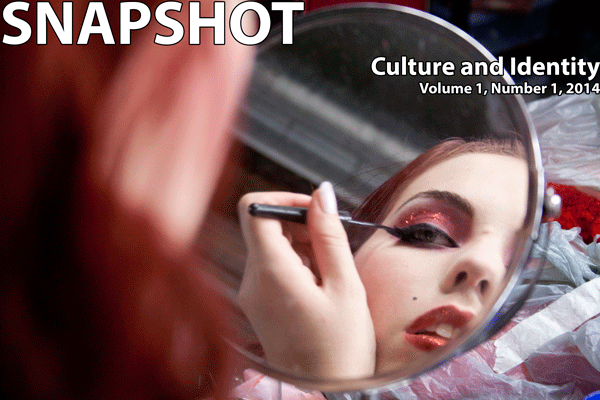Burlesque dancer, Vesper White, applying make-up, photo by Anette Moen